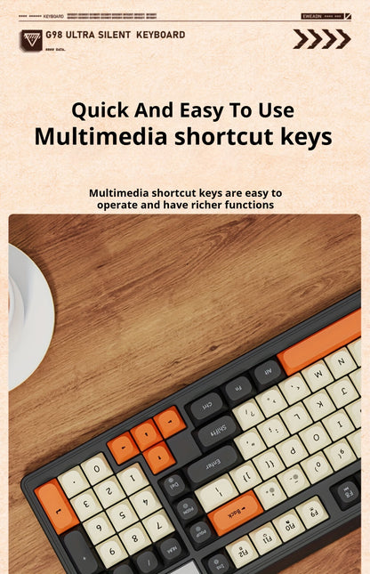 Wired Gaming Keyboard with Rainbow Backlit, Portable Black Keyboard for-98 Keys