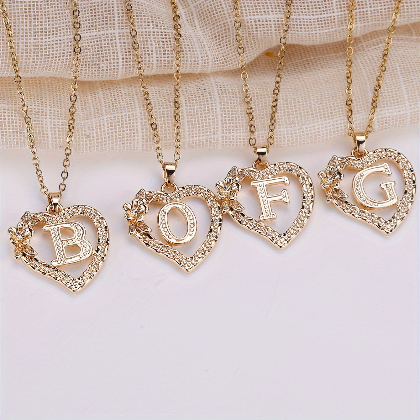 Palace Style Love Flower Letter Pendant Necklace - One 26 Letter Necklaces A-Z Capital Letter