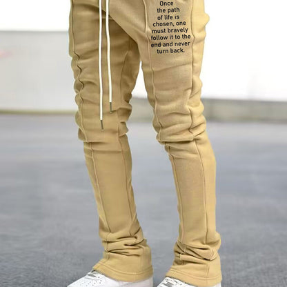 Mens Graphic Flared Sweatpants - Comfort-fit Elastic Waist & Drawstring - Roomy Pockets