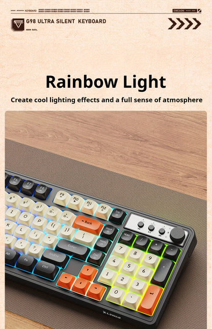 Wired Gaming Keyboard with Rainbow Backlit, Portable Black Keyboard for-98 Keys