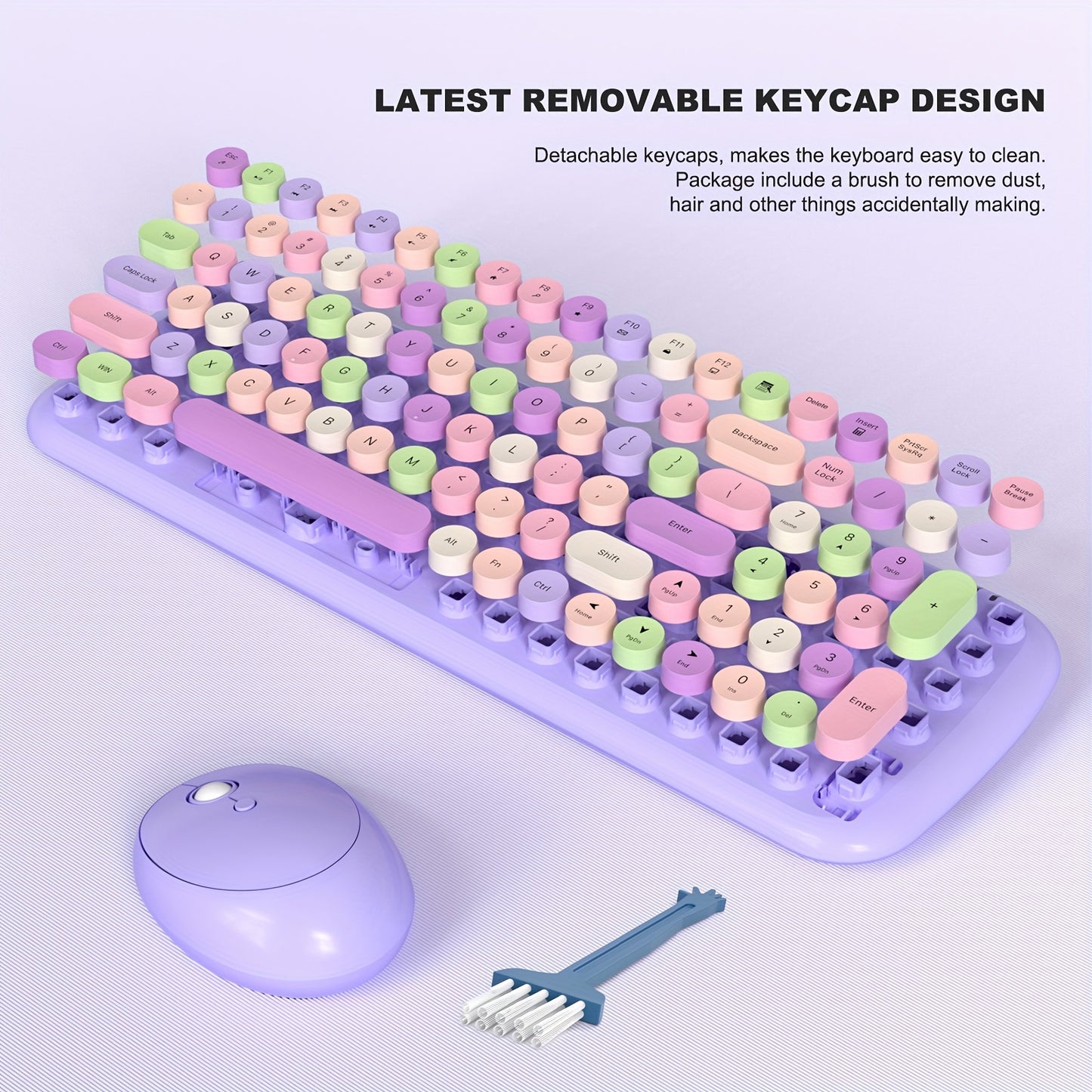 Wireless Retro Keyboard and Mouse Combo - 2.4GHz USB Rechargeable