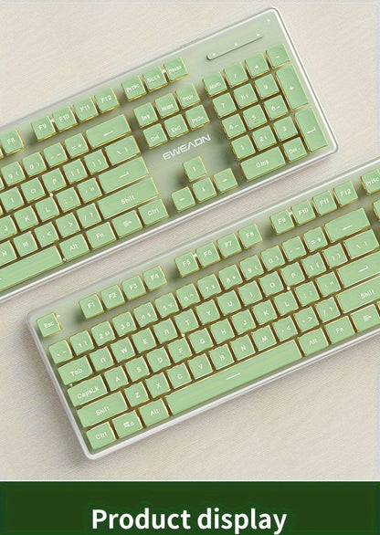 Wired Keyboard | Full Size 104 Quiet Keys, Comfortable Typing with Pudding-Style Keycaps, Durable All-Metal Panel, Soft LED Backlight