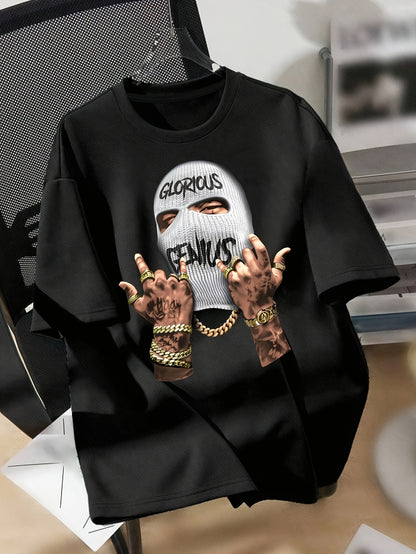 Graphic Drop Shoulder T-Shirt for Women - Casual Crew Neck, Short Sleeve,
