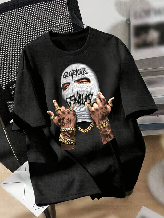 Graphic Drop Shoulder T-Shirt for Women - Casual Crew Neck, Short Sleeve,