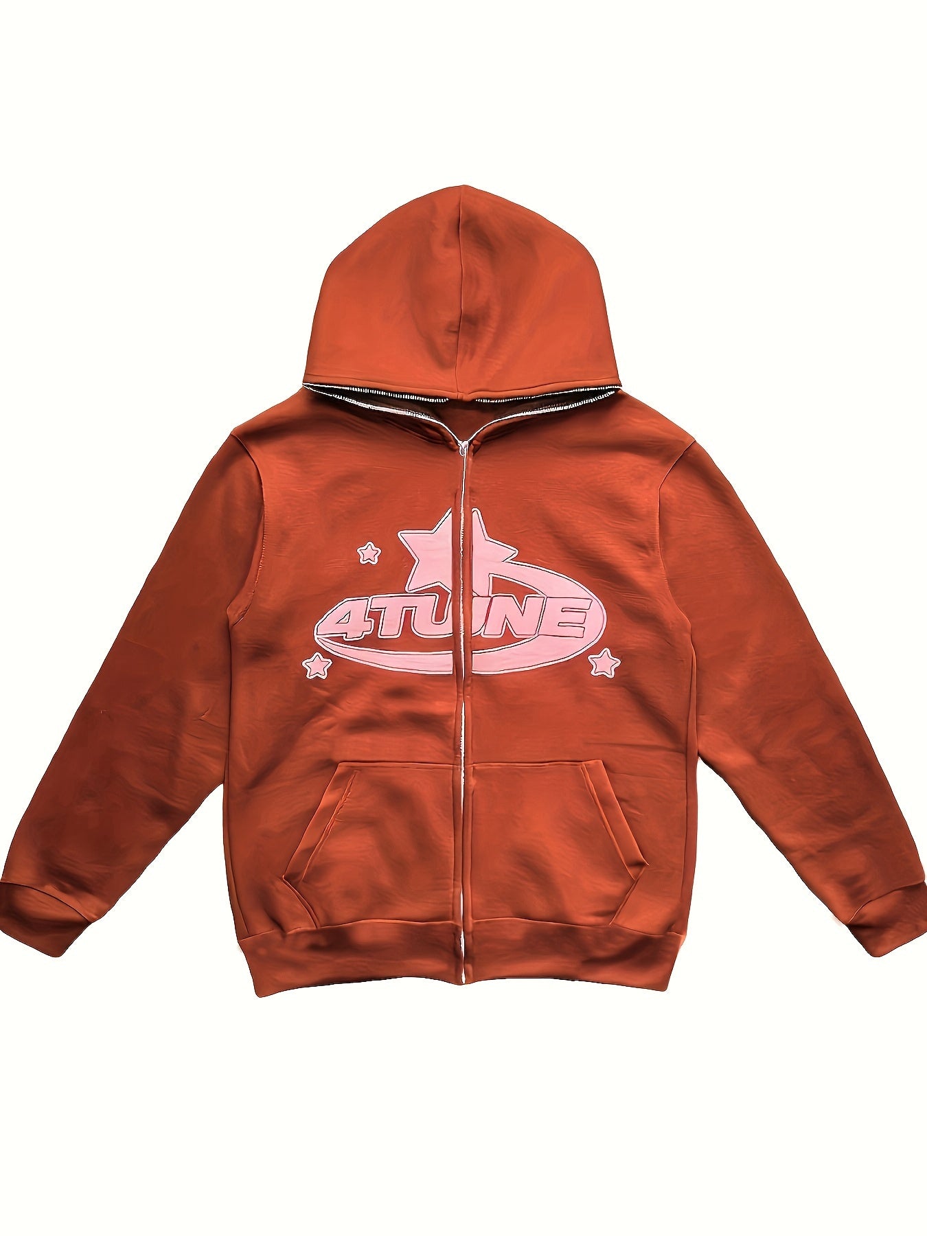 Y2K Letter & Star Print Sweatshirt, Long Sleeve Crew Neck Zip Up Hoodies Sweatshirts, Women's Clothing