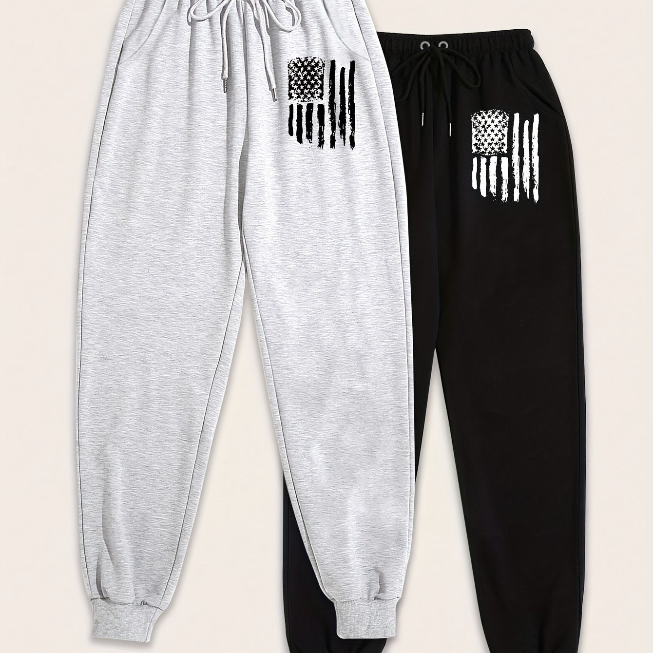 2-Pack Womens Jogger Sweatpants - Elastic Drawstring