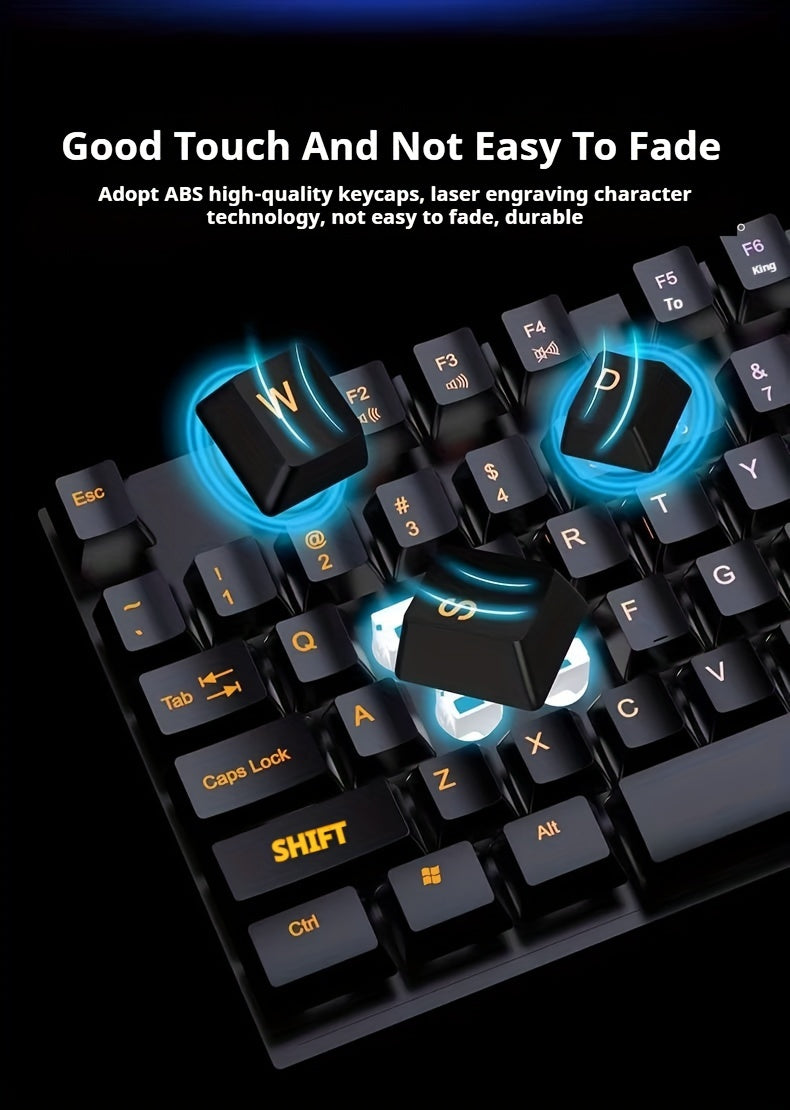 Silent Wired Gaming Keyboard, 104-Key Full Size Rainbow LED Backlit, Quiet Typing