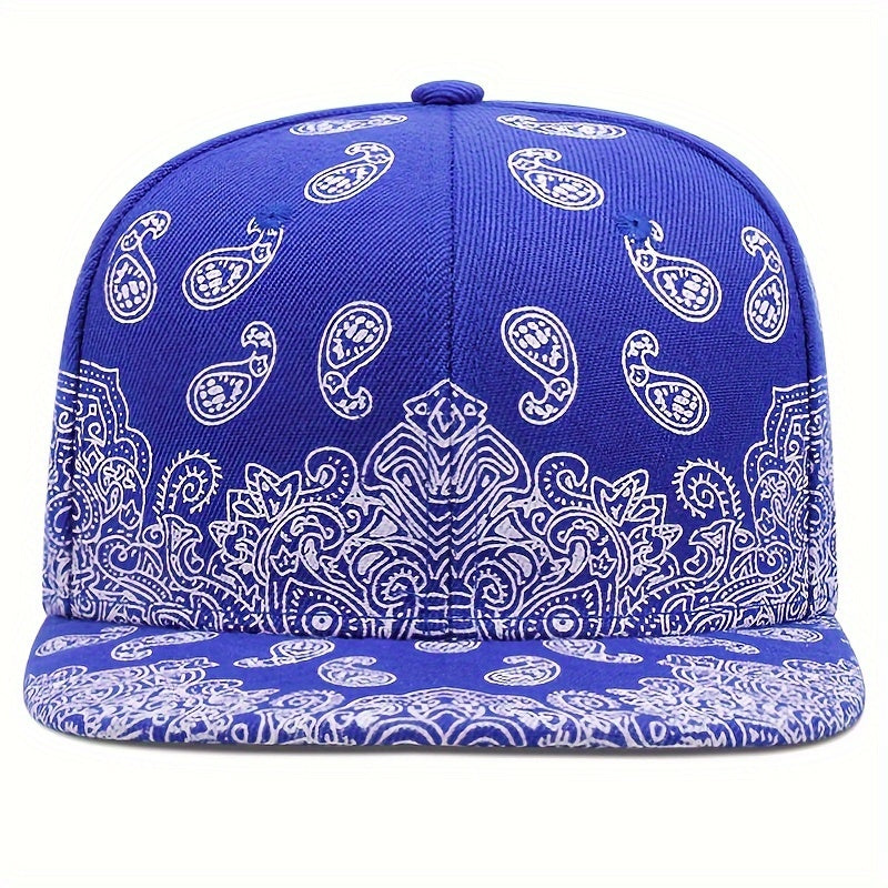 Vibrant  Paisley Print Snapback Hat Classic Solid ColorAdjustable Strap and Lightweight Design