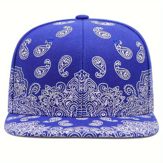 Vibrant  Paisley Print Snapback Hat Classic Solid ColorAdjustable Strap and Lightweight Design