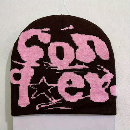 Y2K Beanie Cap, Warm graphic vintage Beanie