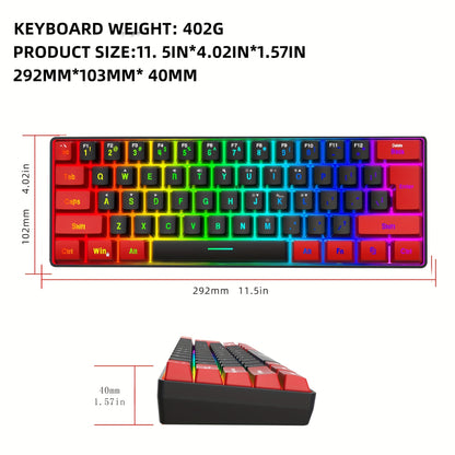 Wired Gaming Keyboard, Small RGB Backlit  Gaming Keyboard, Ultra-Compact Mini Keyboard
