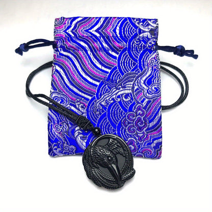 Natural Obsidian Necklace, Raptor Pendant, Crystal Necklace Pendant