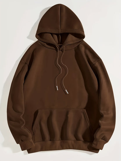 Graphic Long Sleeve Fleece Hooded Sweatshirts, Drawstring With Front Pocket