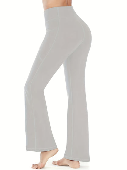 Seamless  Flared Leggings For Women, High Waist Pants With Pockets