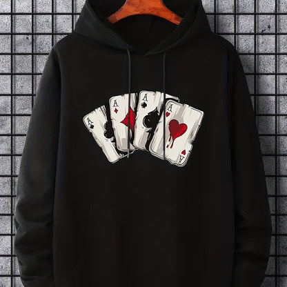 Ace Playing Card Graphic Men's Hoodie - Comfortable