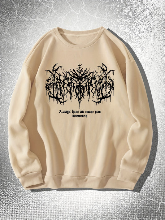 Mens Y2k Skeleton Thorns Graphic Sweatshirt - Comfortable Stretch Pullover