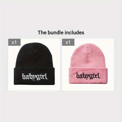 Graphic Beanie Solid Color Trendy Hats Coldproof Skull Cap Warm Beanies