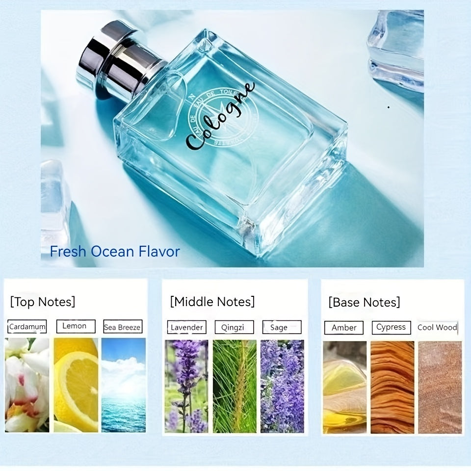 50ml Ocean Pheromones Cologne - Long-Lasting, Light, Fresh, Natural Fragrance for Men,  1.7 Fl. Oz
