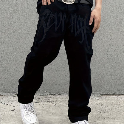 Loose Fit Men's Y2k Casual Jeans, Baggy Street Style