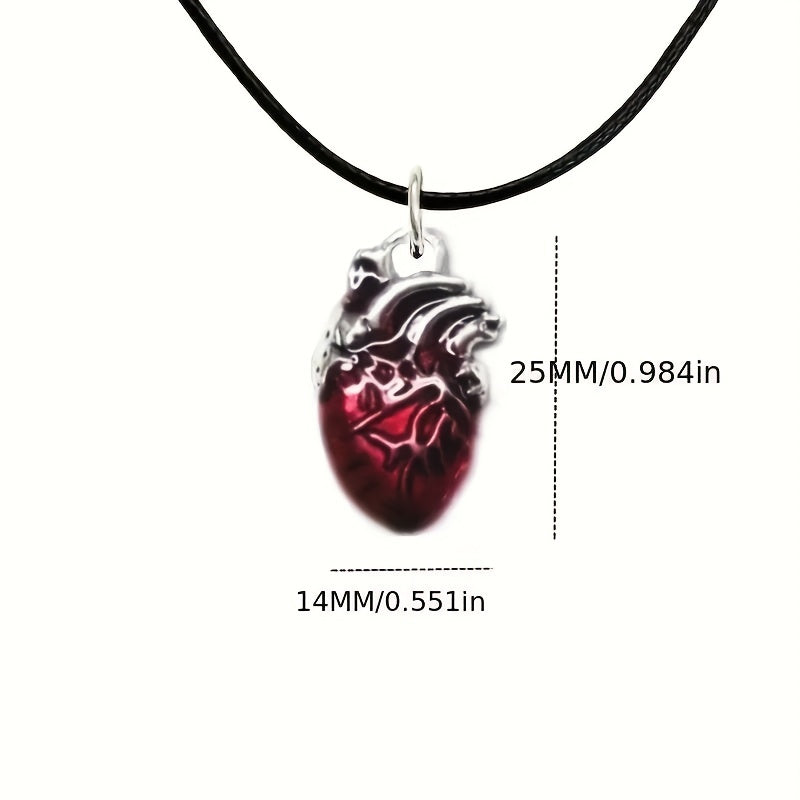 1pc Unique Necklace, Blood Red Gothic Heart Necklace,