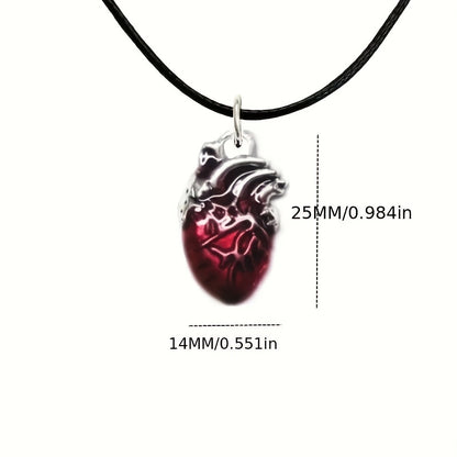 1pc Unique Necklace, Blood Red Gothic Heart Necklace,