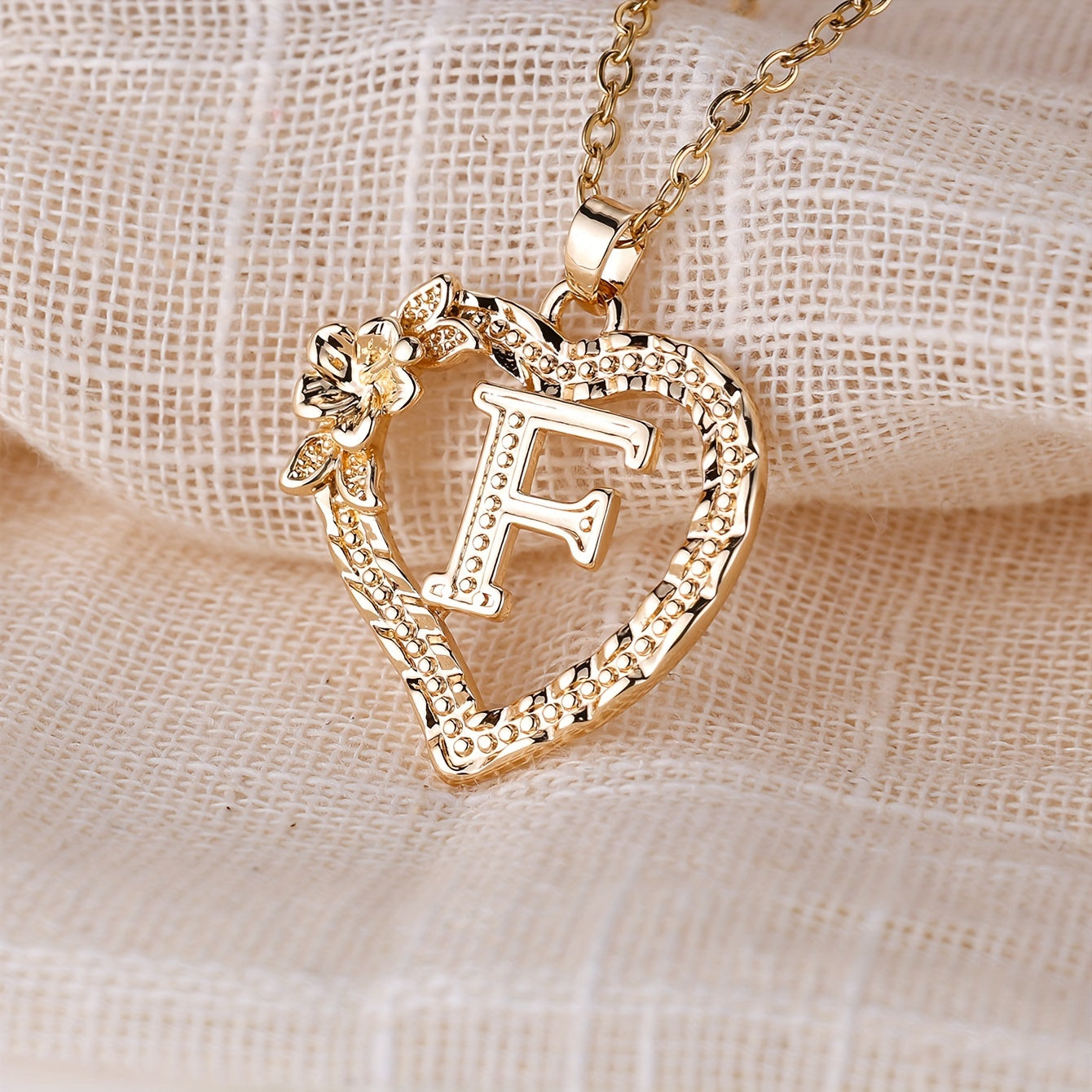 Palace Style Love Flower Letter Pendant Necklace - One 26 Letter Necklaces A-Z Capital Letter