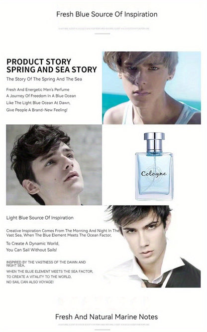 50ml Ocean Pheromones Cologne - Long-Lasting, Light, Fresh, Natural Fragrance for Men,  1.7 Fl. Oz