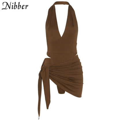 Sexy Beach Vacation Wear Basic Bikini Bodysuit Skirts 2 Two Piece Sets For Women's Clothing Swimsuit Female
