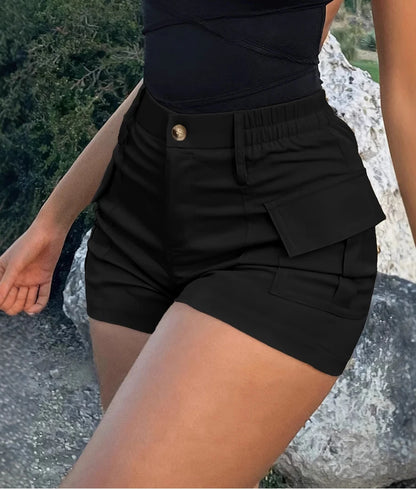 Women's Short Pants High Waist Button Streetwear Y2K Short Pocket Cargo Shorts