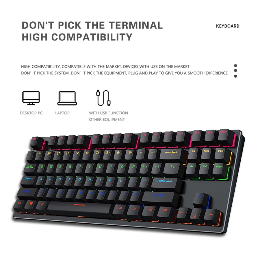Mini Backlit RGB Gaming Mechanical Keyboard Gamer Mechanic Kit Custom