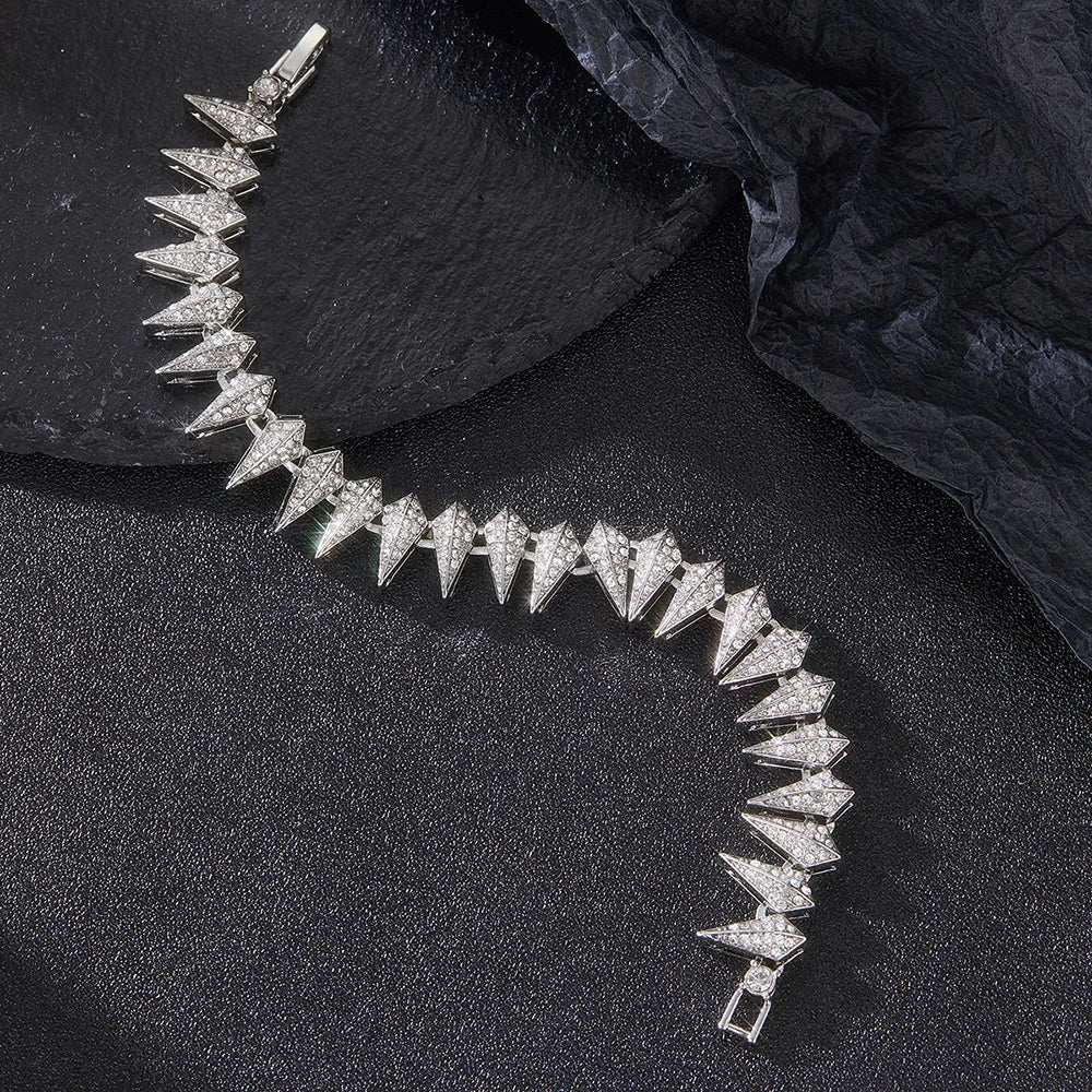 Shiny Cuban Link Chain Bracelet Women Men Gold Color Rhinestone Iced Out Chain Bracelets Jewelry