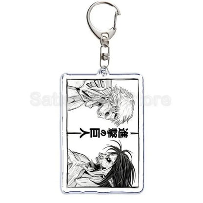 Hot Atan Allen Yeager Keychain Pendant Rtacking of The Giants Armin Arlert Levi Ackermole Playing Double Sided Acrylic Keyring