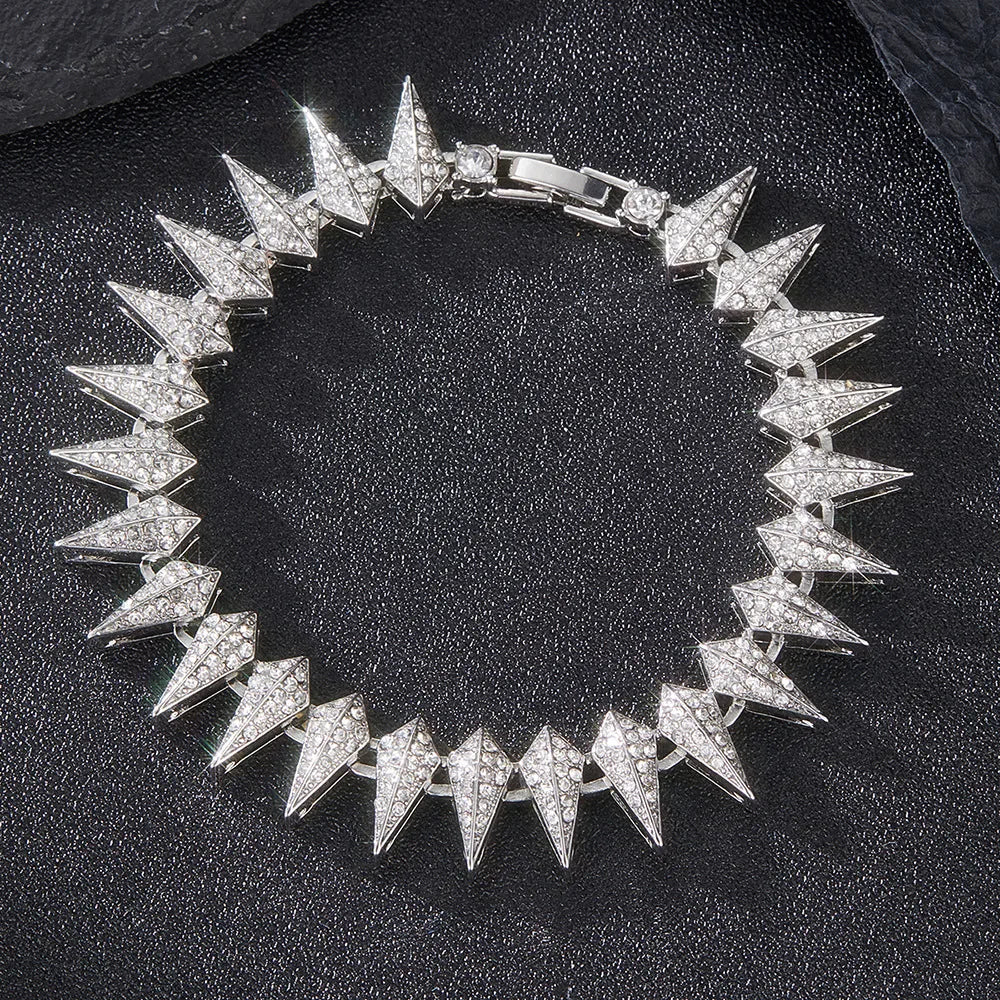 Shiny Cuban Link Chain Bracelet Women Men Gold Color Rhinestone Iced Out Chain Bracelets Jewelry