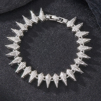 Shiny Cuban Link Chain Bracelet Women Men Gold Color Rhinestone Iced Out Chain Bracelets Jewelry