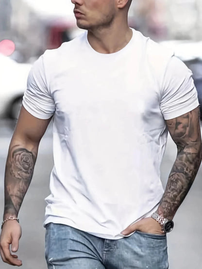Men's 100 cotton summer loose Contrast Color  los Angelest print slim fit casual round neck short sleeved T-shirt