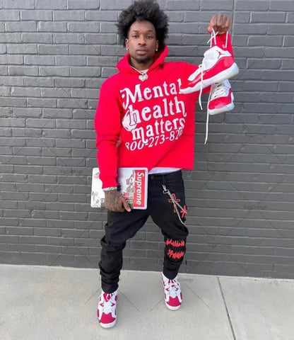 High Street Trendy Streetwear Harajuku Retro Letter Print Colorful Hoodie Men Casual Oversized Sweatshirt Women