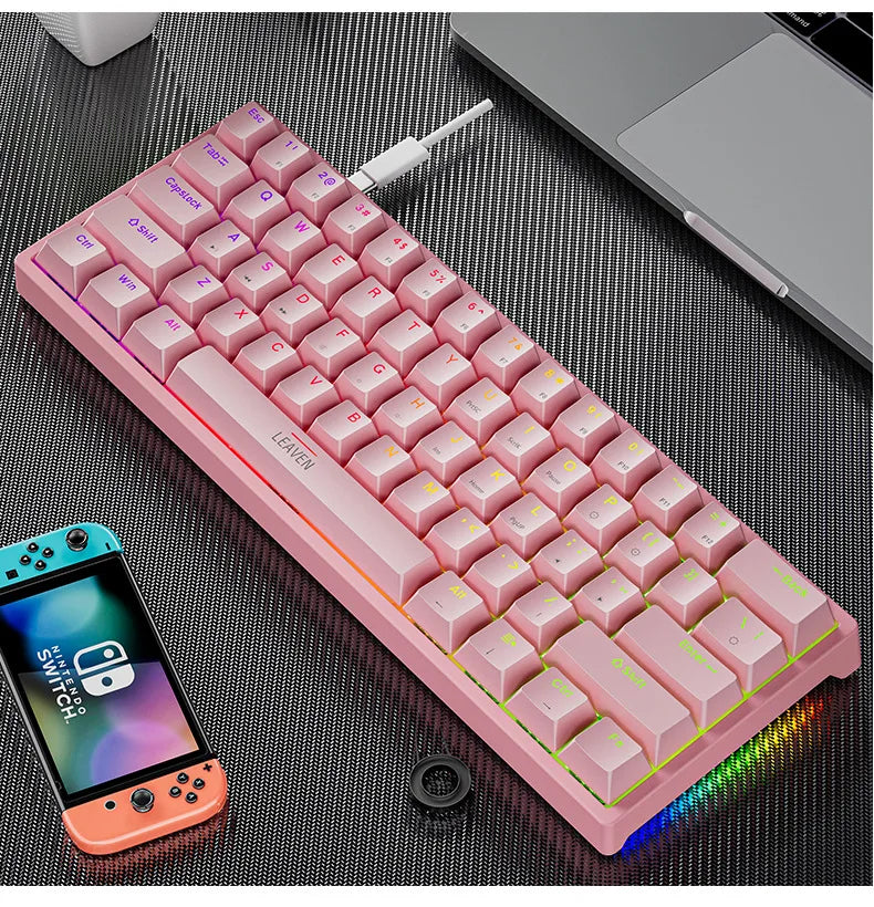 Mini Backlit RGB Gaming Mechanical Keyboard Gamer Mechanic Kit Custom