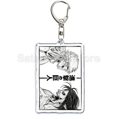 Hot Atan Allen Yeager Keychain Pendant Rtacking of The Giants Armin Arlert Levi Ackermole Playing Double Sided Acrylic Keyring