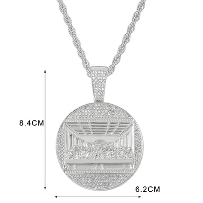 New Last Supper Pendant Cuban Chain Necklace With 14mm Iced Out Chain Fashion  Men Charm Pendant Necklaces Jewelry