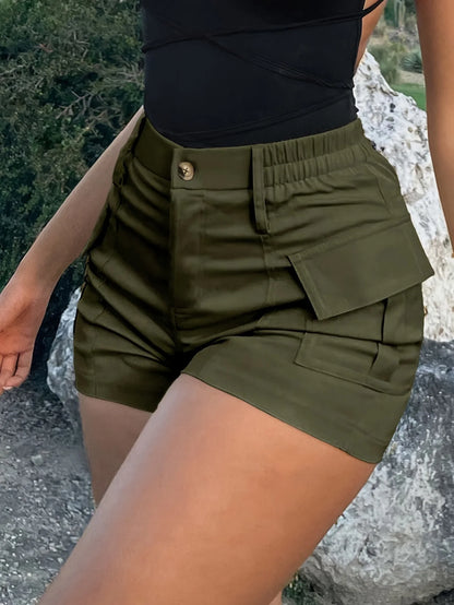 Women's Short Pants High Waist Button Streetwear Y2K Short Pocket Cargo Shorts