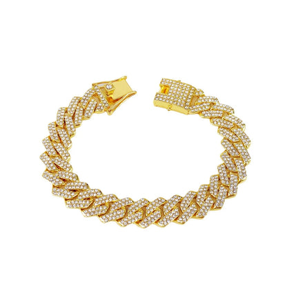 Cuban Link Iced Out Necklace 14MM width Rhinestones Chain CZ Cuban Chain Necklace