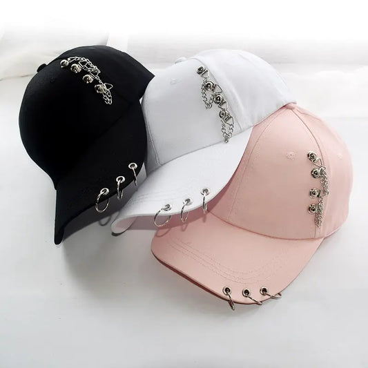 Women Men Snapback Adjustable Vintage Iron Chain Hats