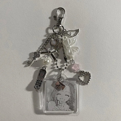 hachi keychains beaded phone charm y2k Handmade