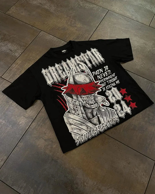 Demon Graphic T Shirts Print Oversized Short Sleeved Y2k Top
