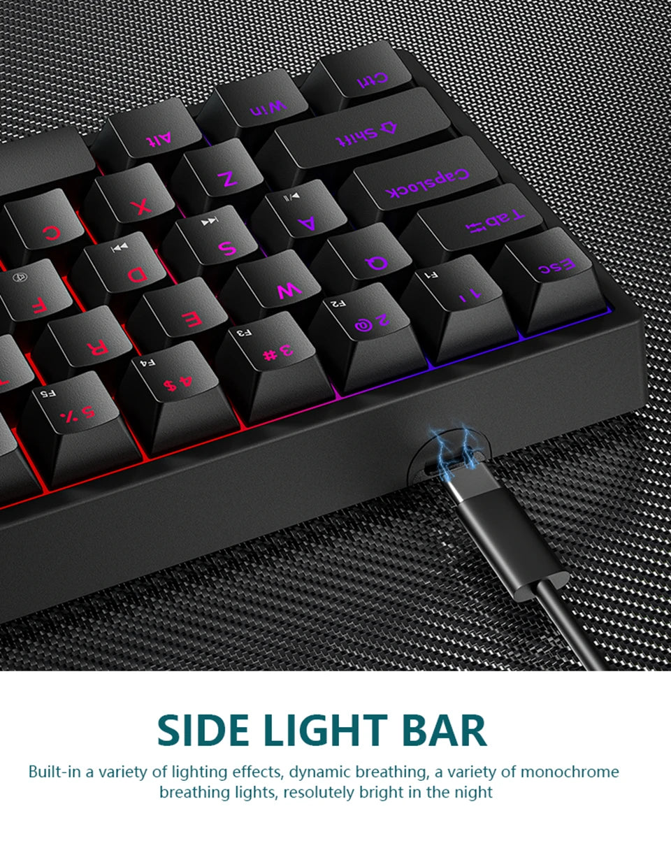 Mini Backlit RGB Gaming Mechanical Keyboard Gamer Mechanic Kit Custom