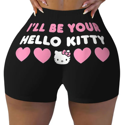 Custom Hello Kitty Cat Gym Shorts Women Athletic Shorts