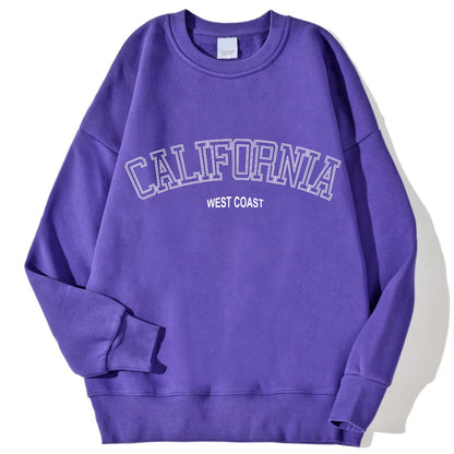 Woman Sweatshirts California West Coast Print Female hoodie Long Sleeves O-neck Pullovers Sporty and Rich Clothing