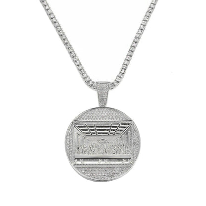 New Last Supper Pendant Cuban Chain Necklace With 14mm Iced Out Chain Fashion  Men Charm Pendant Necklaces Jewelry
