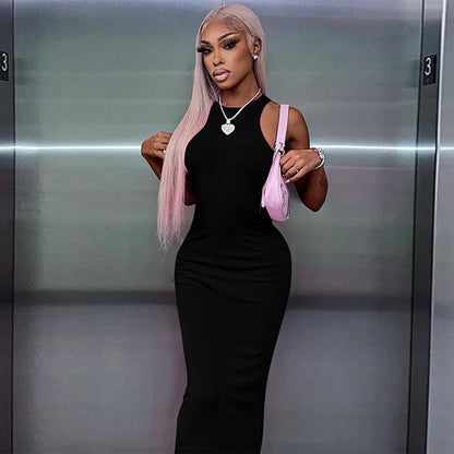 Ribbed Sexy Y2K Clothes Sleeveless Dresses For Women Party Streetwear Elegant Outfits