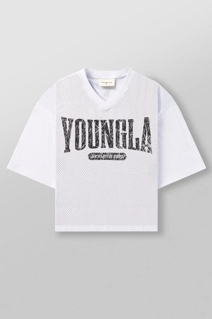 YA Trendy Brand Super Large T-shirt Men Sports Fitness Quick Breathable Large Mesh Printed Short Sleeve Top